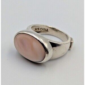 Elle Jewelry Sterling Silver 925 Pink Mother Of Pearl Ruby Accent Ring Sz 6.5